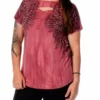 Daniel Smart Manufacturing Rise Above Slit Cut Embellished Wings Short Sleeve Tee, Magenta 7726BRG-MW