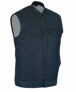 Daniel Smart Manufacturing DM976 Men's Blue Rough Rub-Off Raw Finish Denim Vest Vests