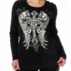 Daniel Smart Manufacturing Long Sleeve Shirts Liberty Wear ® Embellished Celtic Cross And Wings Long Sleeve Tee