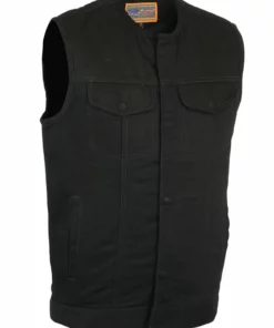 Daniel Smart Manufacturing DM981BK Concealed Snaps, Denim Material, Hidden Zipper, W/o Collar Vests