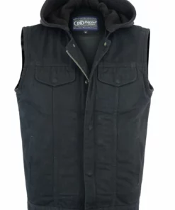 Daniel Smart Manufacturing Vests DM982 Men's Black Denim Single Back Panel Concealment Vest W/Rem