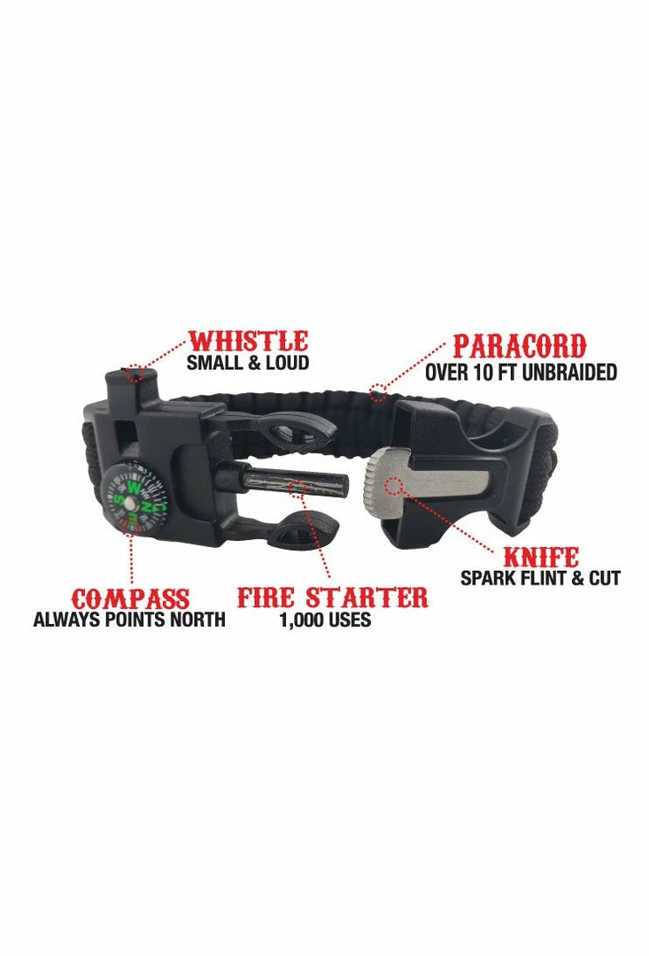 Hair Glove® Plain Black Survival Paracord Bracelet, 84100 3 Hair Glove® Plain Black Survival Paracord Bracelet, 84100