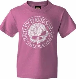 Superstition Harley-Davidson Kids Harley-Davidson® Big Girls Lacey Willie G Skull Short Sleeve T-Shirt, Pink