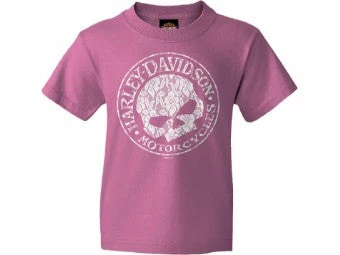 Superstition Harley-Davidson Kids Harley-Davidson® Big Girls Lacey Willie G Skull Short Sleeve T-Shirt, Pink 3 Superstition Harley-Davidson Kids Harley-Davidson® Big Girls Lacey Willie G Skull Short Sleeve T-Shirt, Pink