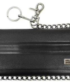 Leather Source Accessory Wallets & Chains Harley-Davidson® Men's Racer Stripe Biker Tri-Fold Tall Leather Wallet - Black