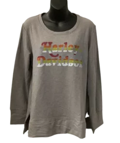 Superstition Harley-Davidson Dealership T-Shirts Harley-Davidson® Women's Checkered Tracks Long Sleeve Shirt, Heather Gray
