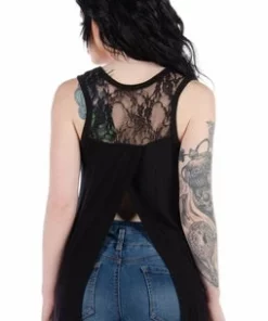 Daniel Smart Manufacturing Liberty Wear Women's Embellished Sugar Skull Lace Back Sleeveless Tank Top Tank Tops