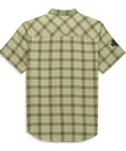 Harley-Davidson® Men's Embroidered Graphic Abbey Stone Plaid Short Sleeve Shirt, 96019-22VM